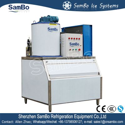 SamBo Commercial Supermarket Used Small Ice Flake Maker 1ton With Ice Bin For Sale