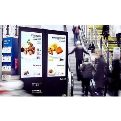 Shopping mall touch screen advertising signage kiosk