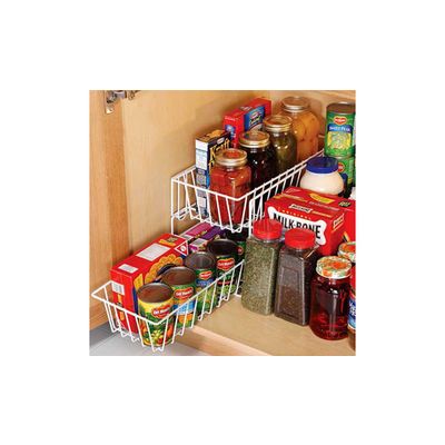 2 Tier Pull Out Drawer Basket, Metal Wire, Cabinet Storage