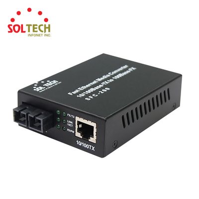 Fiber Optic Ethernet Converter 10/100Mbps 1 Fiber Port+1 UTP Port, Single-mode, 20km, 1310nm, SCType