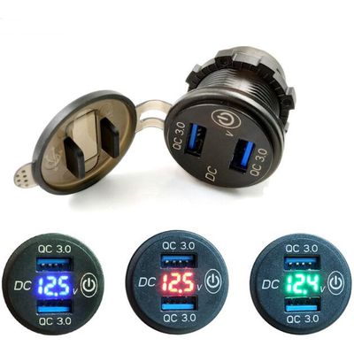 Dual USB Quick Charge 3.0 USB Outlet 12V/24V Flush Mount Usb Car Charger With Touch Switch