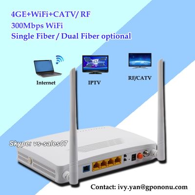 High performance 4GE GPON CATV ONT with 300M Wifi And RF function