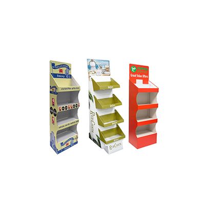 Custom cardboard floor display stand paper tiered retail display shelf for supermarket