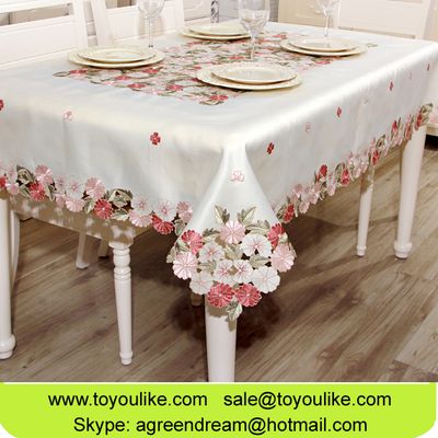 Toyoulike Exquisite Home Decor Tablecloth Beige Cutwork Embroidery Floral Table Cloth Rectangle