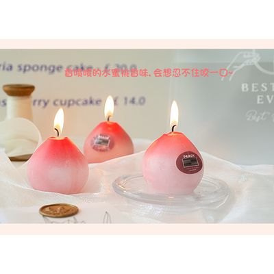 Wholesale Souvenirs Handmade Peach Fruit Scented Candle Pink Aromatherapy Decorative Candles for wed