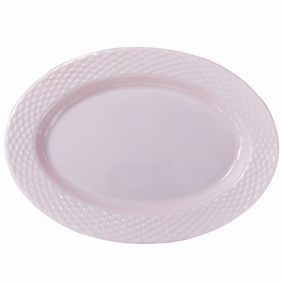 Customized logo 4 color weave plastic oval plate melamine restaurant serving plates plain white for