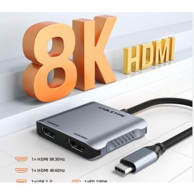 8K USB C to DUAL HDMI HUB