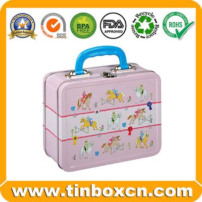 Tin lunch box,lunch tin box,tin box with handle,gift tin box