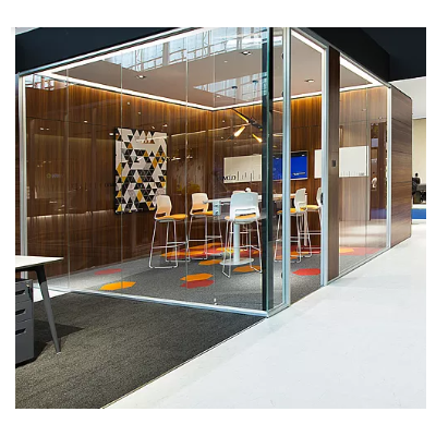 Office Dividing Aluminum Frame Tempered Clear Glass Partition Wall