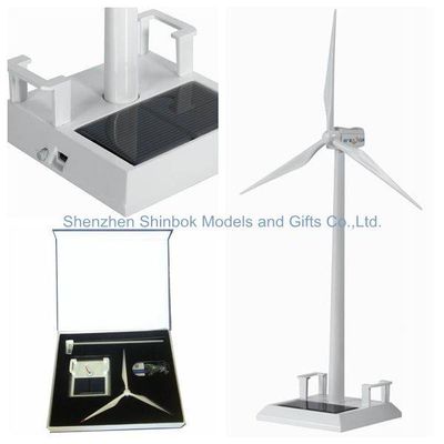 Metal Sloar Wind Turbine Model with Name Card Holder