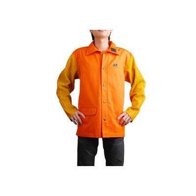 Orange FR Body & Golden Leather Sleeves Jacket