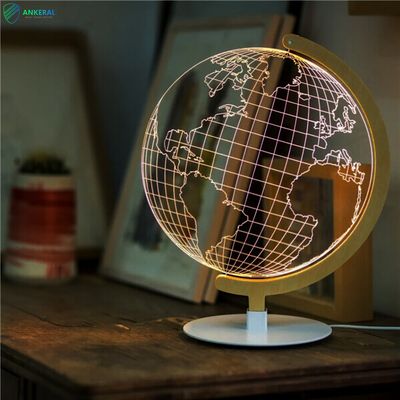 Earth Design 3D Illusion Wood Lamp China Factory Best Quality Hot Selling Lamp