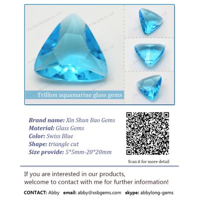 Hot sale swiss blue trillion cut glass gemstone