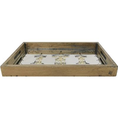 Wooden Serving Tray With Glass Insert