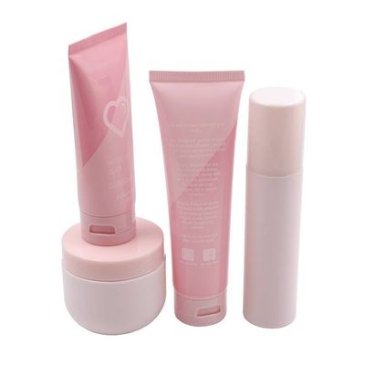 Plastic pink cosmetic bottle jar tube for cream lotion shampoo