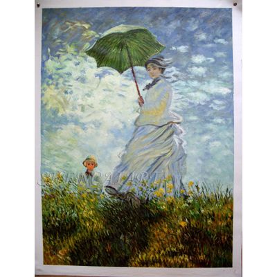 Handpainted Claude Monet oil painting reproductions woman with a Parasol-Madame Monet and her son