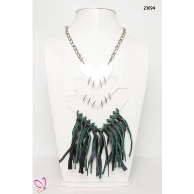 Acrylic Necklace, Leather Tassels Necklace