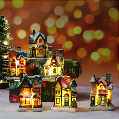 Christmas new Christmas decorations resin luminous small house