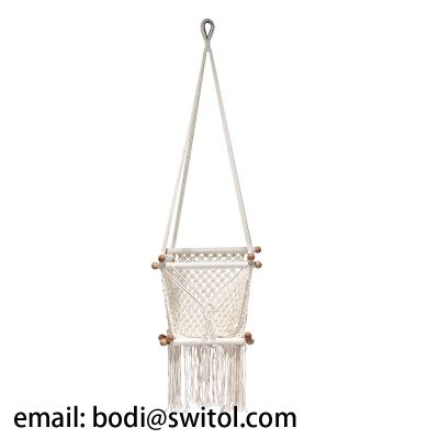 Hand-Woven Cotton Rope Hammock Chair with Macrame Indoor for Toddlers Handmade Baby Hanging Swing