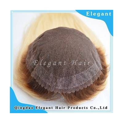 blonde chinese virgin hair dark roots full lace toupee for women