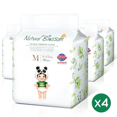 Natural Blossom - Baby Disposable Diapers Hypoallergenic for Sensitive Skin, Size 3/M (13-24 lbs)