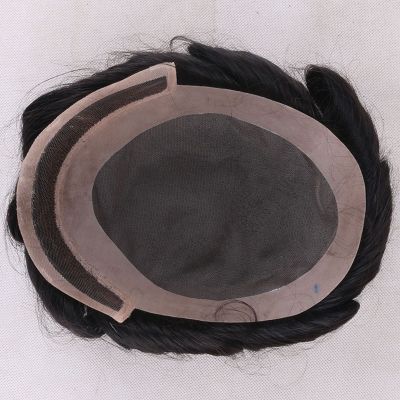 Human Hair Mono Base With Strong Lace Men's Toupee