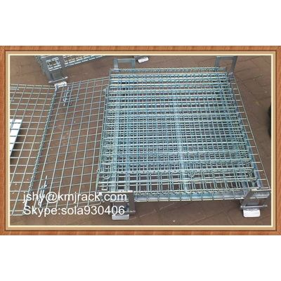 Foldable Wire Mesh Container/ Stackable storage cage/ Metal basket