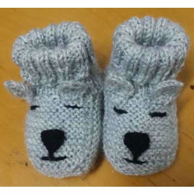 hand knitted bear baby booties