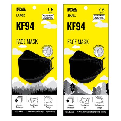 NEW KF94 FDA CE FFP2 ISO 9001 14001 4-Ply Disposable Medical Surgical Black 4-Layers Face Mask Korea