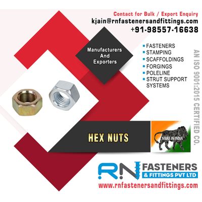 Hex Nuts manufacturers exporters in India Ludhiana https://www.rnfastenersandfittings.com +91-985571