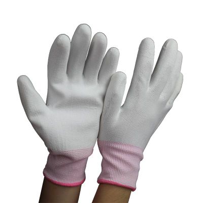 Slip-Proof Low Lint Anti Static Carbon Fiber Gloves With PU Coated Palm