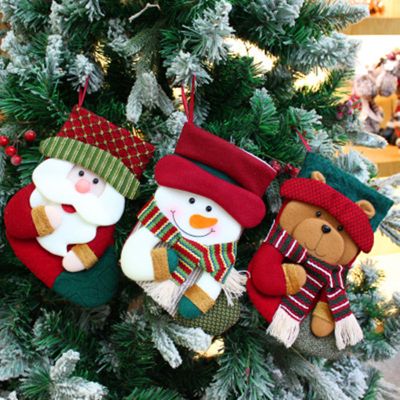 Christmas Decoration Socks Decor Pendant on Christmas Tree Santa Plush Toys