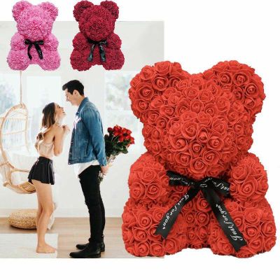 40cm Red Teddy Rose Bear Plush Flower Dolls Artificial Toy Christmas Gifts for Women