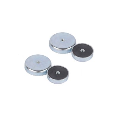 Flat Ferrite Pot Magnets With Threaded Hole