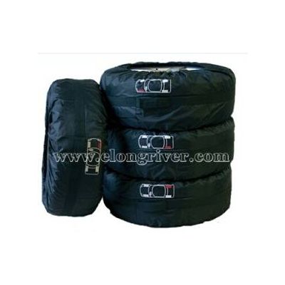 Black Polyester Seasonal Car Tire Cover / Tire Tote Set