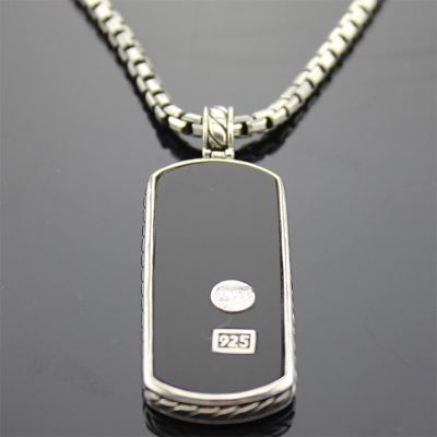 925 Silver Men's Jewelry Black Onyx Dog Tag (M-011)