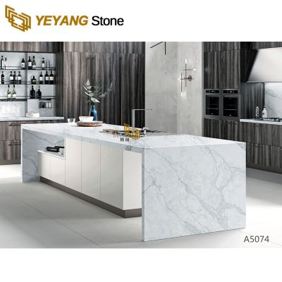 Quartz Stone slab for kitchen Waterfall Island Countertop Manufacturer A5074