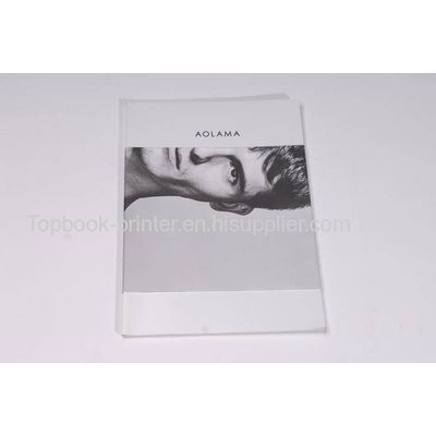 Custom die-cut dust jacket clothing company/business softcover brochure with flaps printing