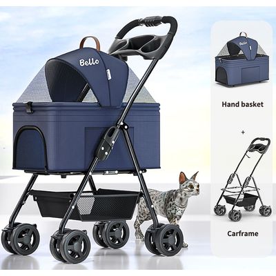 Bello sp02f Dog/Cat Pet stroller with detachable basket with four wheels rotating 360 degrees
