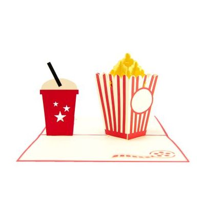 Popcorn Pop Up Card/ wholesale factory manufacture pop up 3d handmade card happy birthday
