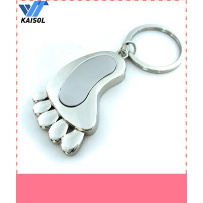Grade A chipset metal usb flash drive with key ring foot shape usb drive with laser engraved logo
