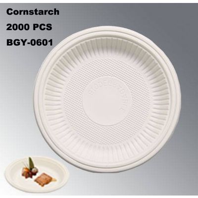 BGY-0601 Plate cornstarch tableware eco-friendly disposable plate