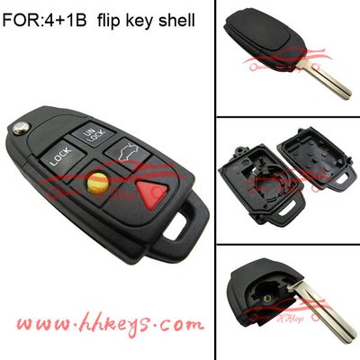 4+1 buttons remote car flip fob key shell for Volvo key