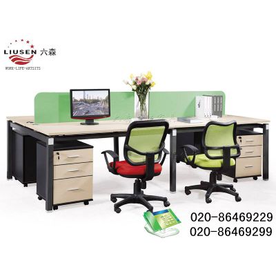 4 Seaters Straight Green Partition Elegant and Environmental Protection Office Workstation (LS-0011)