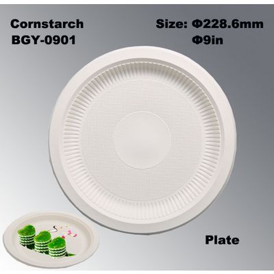 9 Inch Biodegradable Cornstarch Disposable Plate BGY-0901