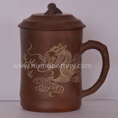 Nixing Pottery Dragon Tea Cup Ceramic Hand Carving Tea Mug Coffee Water Cup 450ml