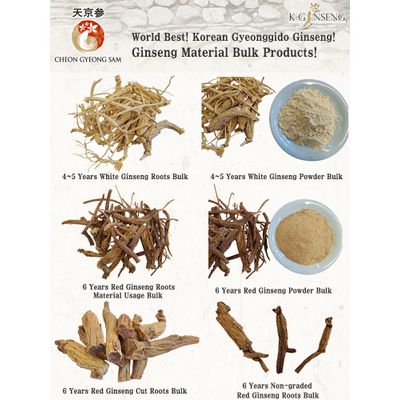 K-Ginseng brand 6 years Red Ginseng roots Material usage Bulk