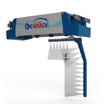 How does kewande intelligent car washing robot complete foam spraying and washing?