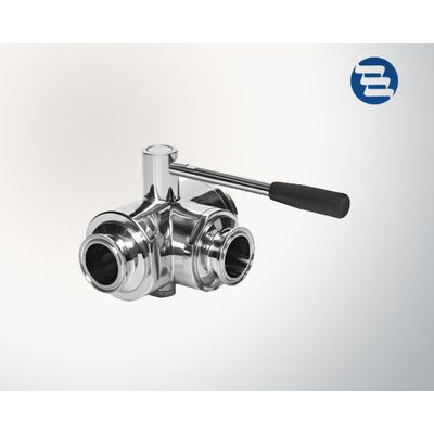 Sanitary Stainless Steel Welded Threaded Tri Clamped End Three Way Tee Ball Valve
