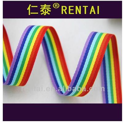 Best-selling polyester satin decorative rainbow stripe ribbon